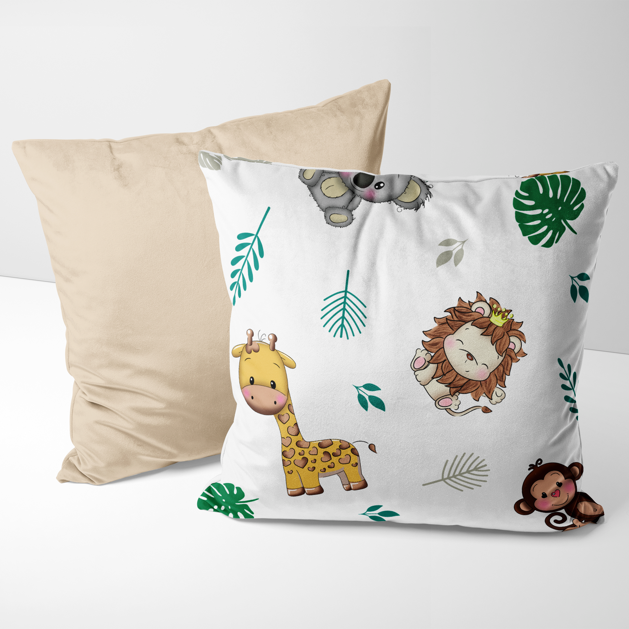 Kit de Almofadas Decorativas - Selva Branco e Palha